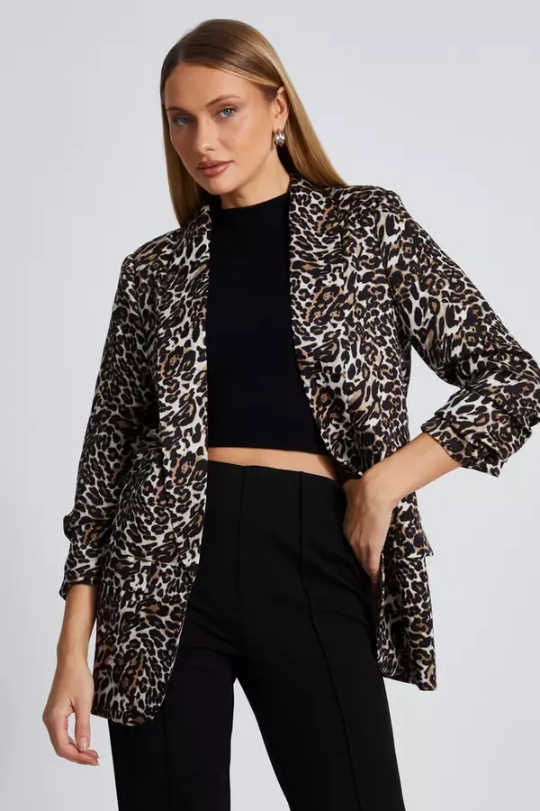 Quiz Clothing Casual Clothing Brown Leopard Print Blazer 8211 Women