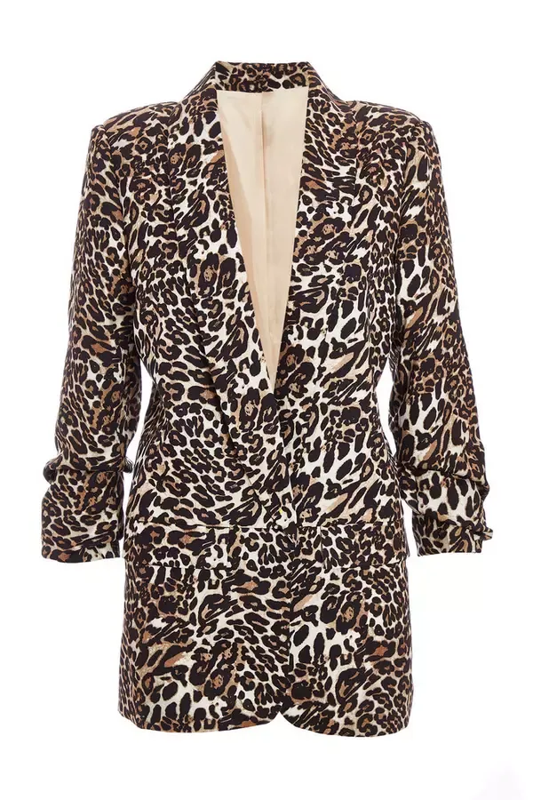 Quiz Clothing Casual Clothing Brown Leopard Print Blazer 8211 Women