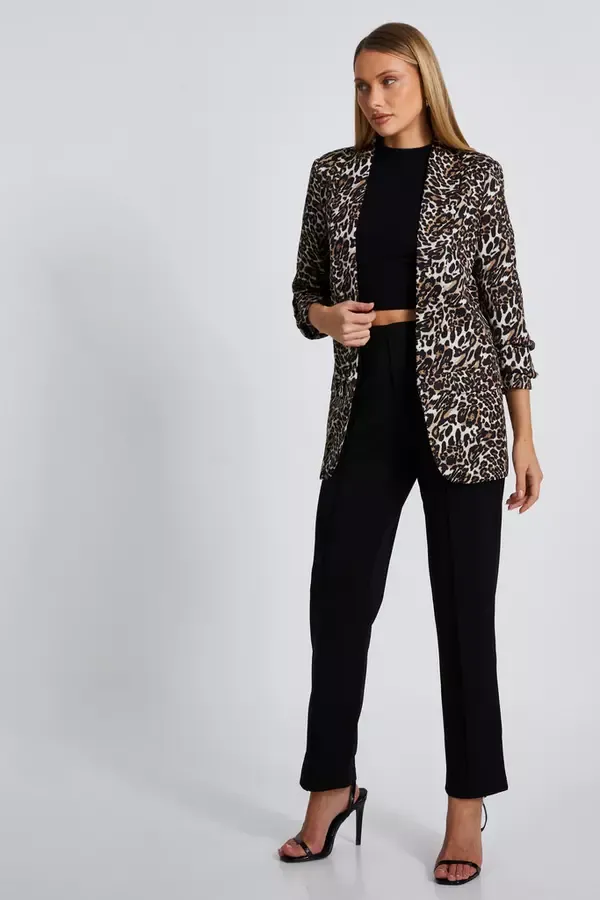 Quiz Clothing Casual Clothing Brown Leopard Print Blazer 8211 Women