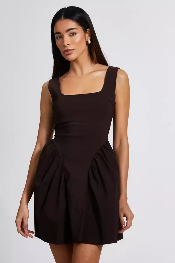 Quiz Clothing Casual Clothing Brown Scoop Back Skater Dress 8211 Women