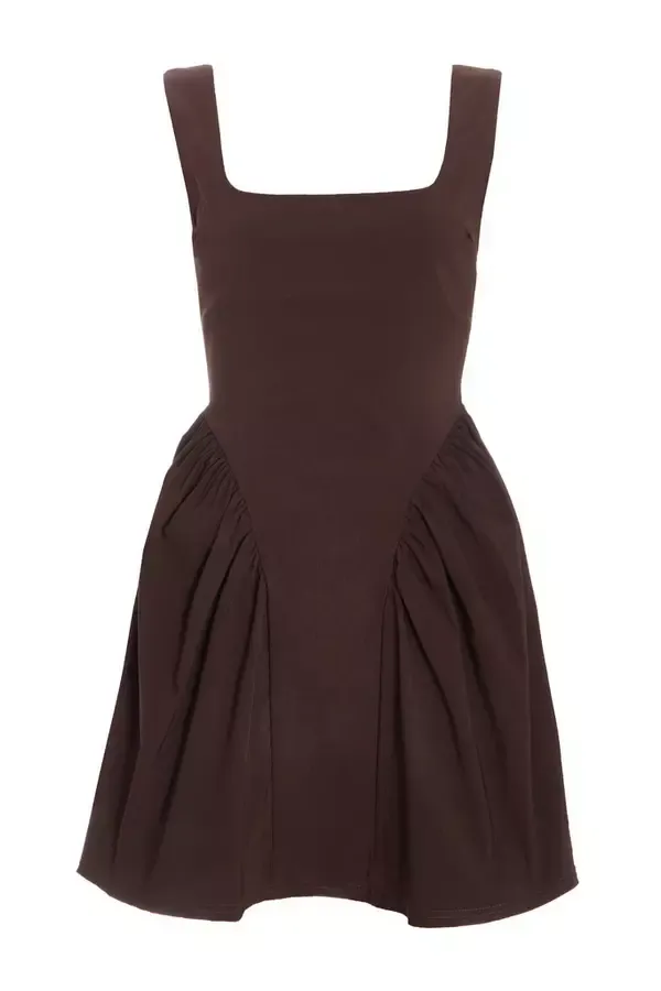 Quiz Clothing Casual Clothing Brown Scoop Back Skater Dress 8211 Women