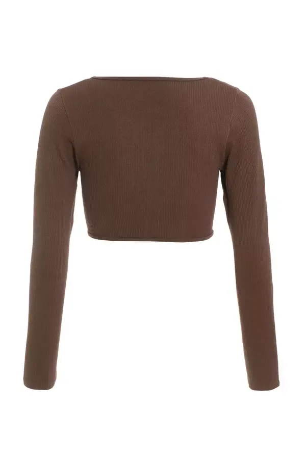Quiz Clothing Casual Clothing Chocolate Ribbed Crop Top 8211 Women