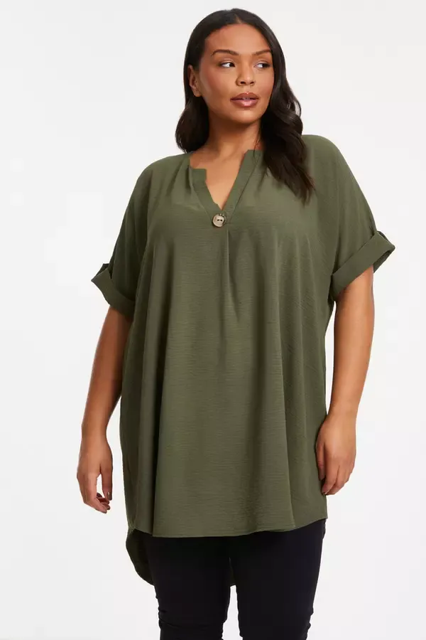 Quiz Clothing Casual Clothing Curve Khaki Batwing Tunic Top 8211 Women