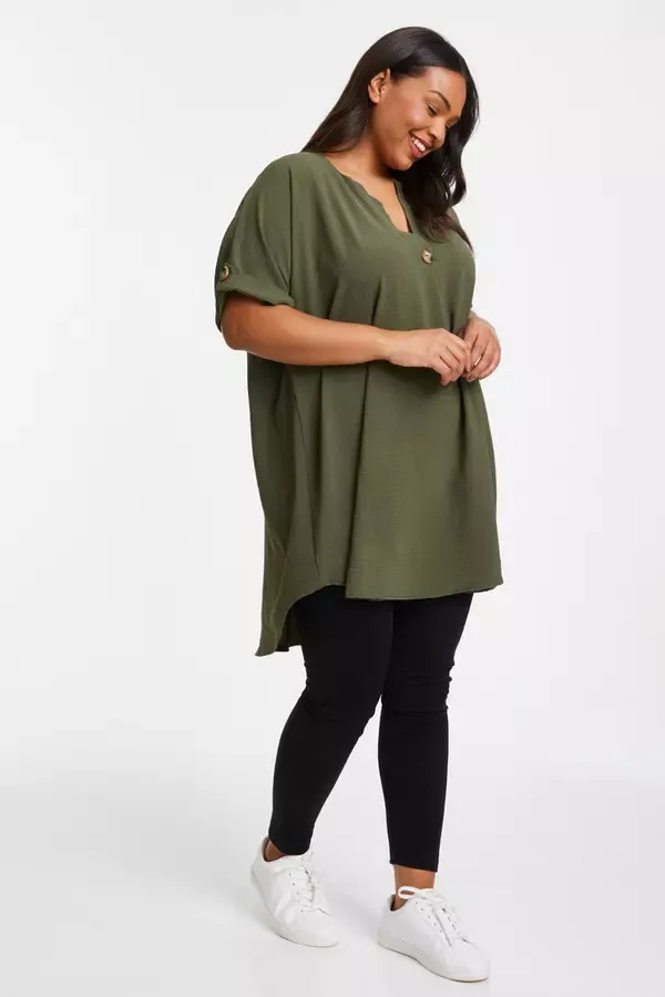 Quiz Clothing Casual Clothing Curve Khaki Batwing Tunic Top 8211 Women
