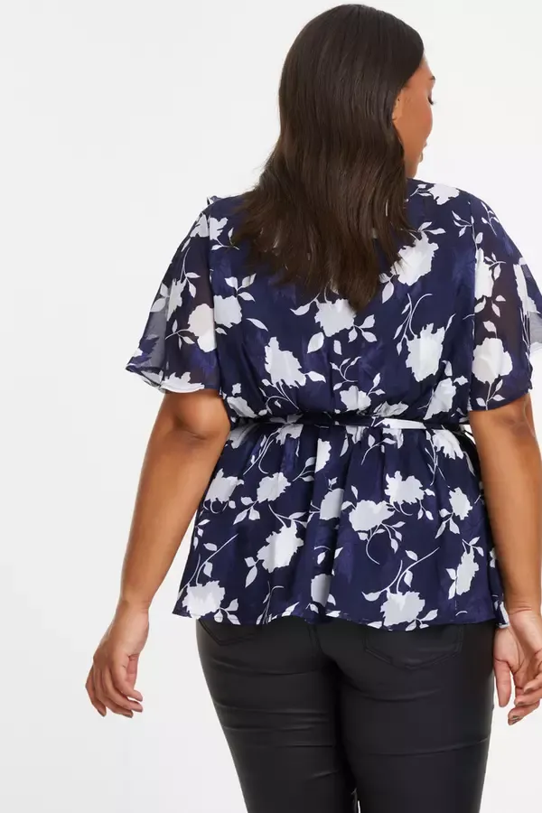 Quiz Clothing Casual Clothing Curve Navy Floral Wrap Frill Peplum Top 8211 Women Quiz Clothing Casual Clothing Curve Navy Floral Wrap Frill Peplum Top 8211 Women