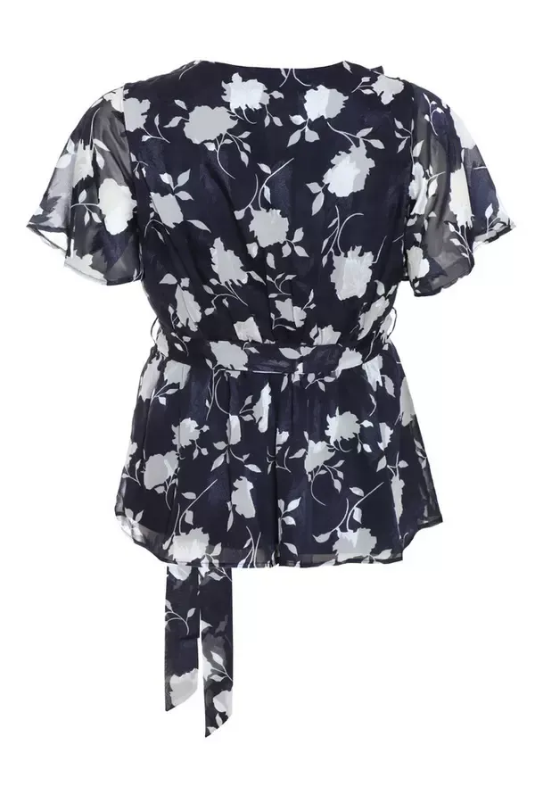 Quiz Clothing Casual Clothing Curve Navy Floral Wrap Frill Peplum Top 8211 Women Quiz Clothing Casual Clothing Curve Navy Floral Wrap Frill Peplum Top 8211 Women