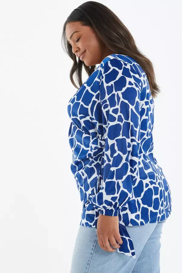 Quiz Clothing Casual Clothing Curve Royal Blue Animal Print Wrap Top 8211 Women Quiz Clothing Casual Clothing Curve Royal Blue Animal Print Wrap Top 8211 Women