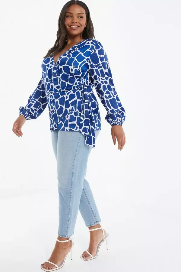 Quiz Clothing Casual Clothing Curve Royal Blue Animal Print Wrap Top 8211 Women Quiz Clothing Casual Clothing Curve Royal Blue Animal Print Wrap Top 8211 Women
