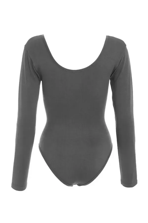Quiz Clothing Casual Clothing Grey Seamless Long Sleeve Bodysuit 8211 Women
