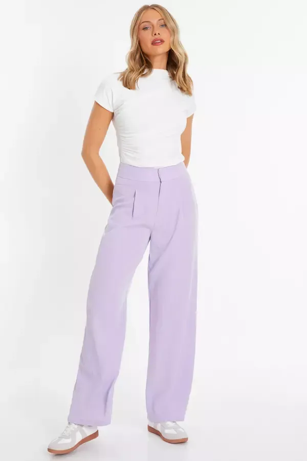 Quiz Clothing Casual Clothing Lilac Linen Palazzo Trousers 8211 Women