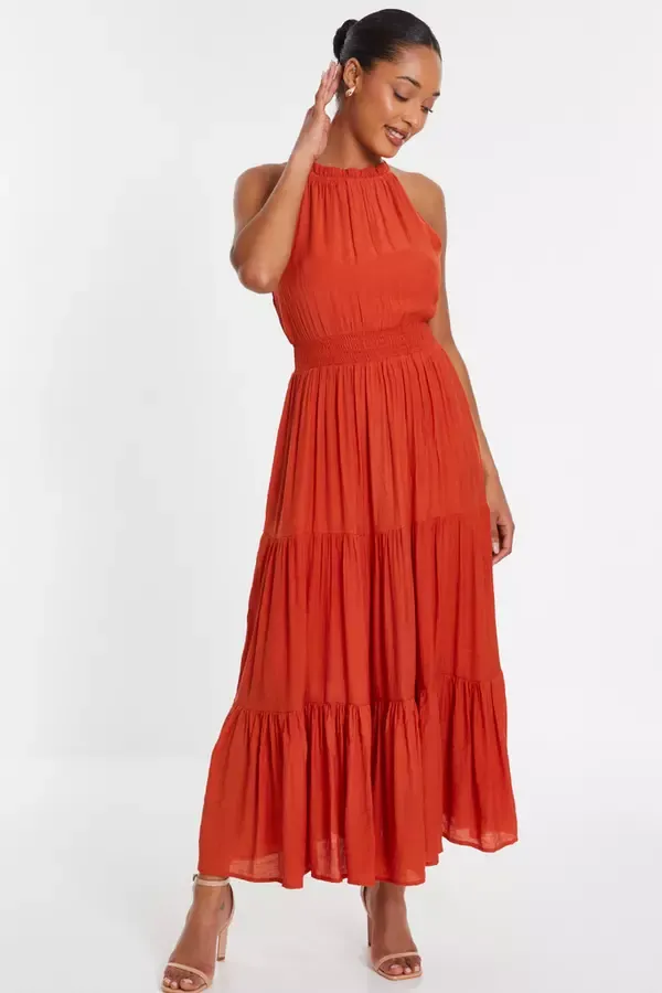 Quiz Clothing Casual Clothing Orange Halter Neck Maxi Dress 8211 Women