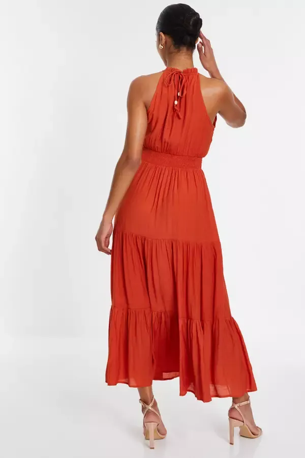 Quiz Clothing Casual Clothing Orange Halter Neck Maxi Dress 8211 Women