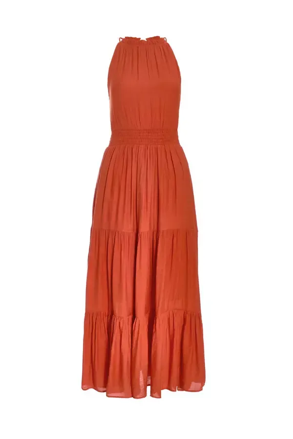 Quiz Clothing Casual Clothing Orange Halter Neck Maxi Dress 8211 Women