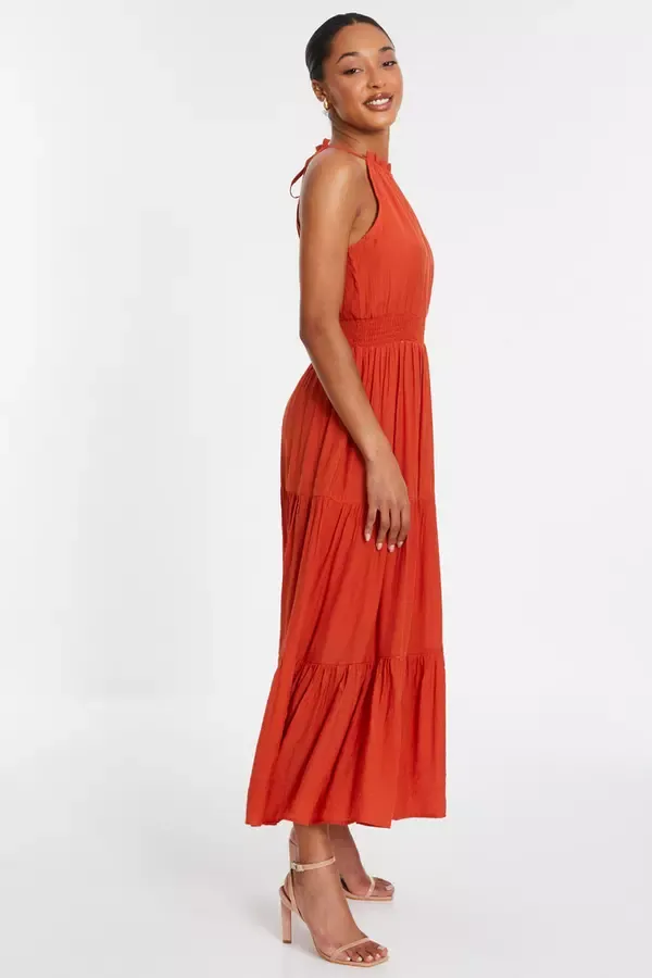 Quiz Clothing Casual Clothing Orange Halter Neck Maxi Dress 8211 Women