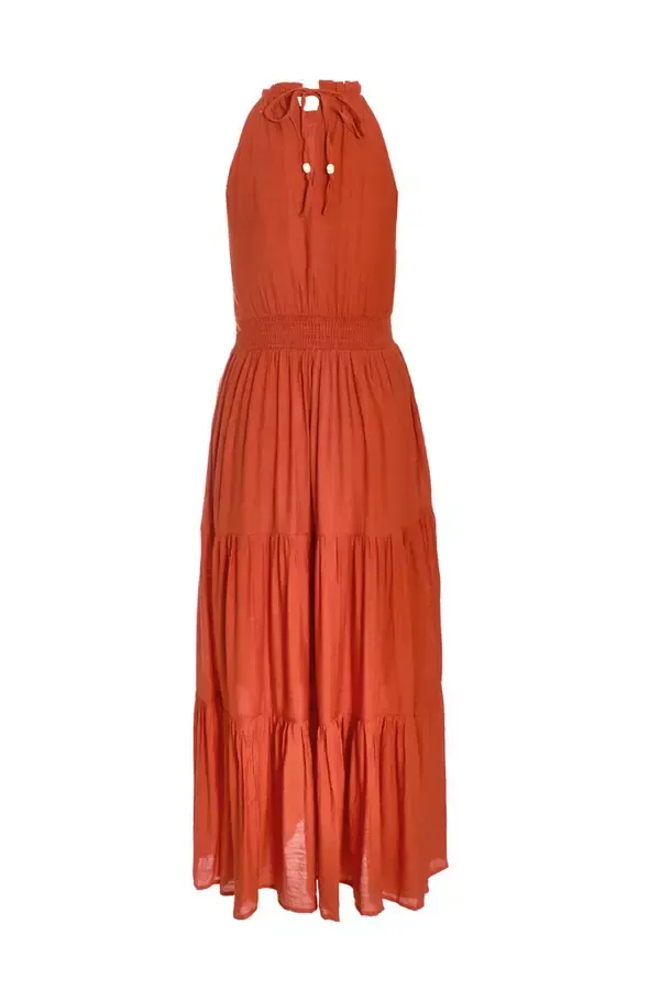 Quiz Clothing Casual Clothing Orange Halter Neck Maxi Dress 8211 Women