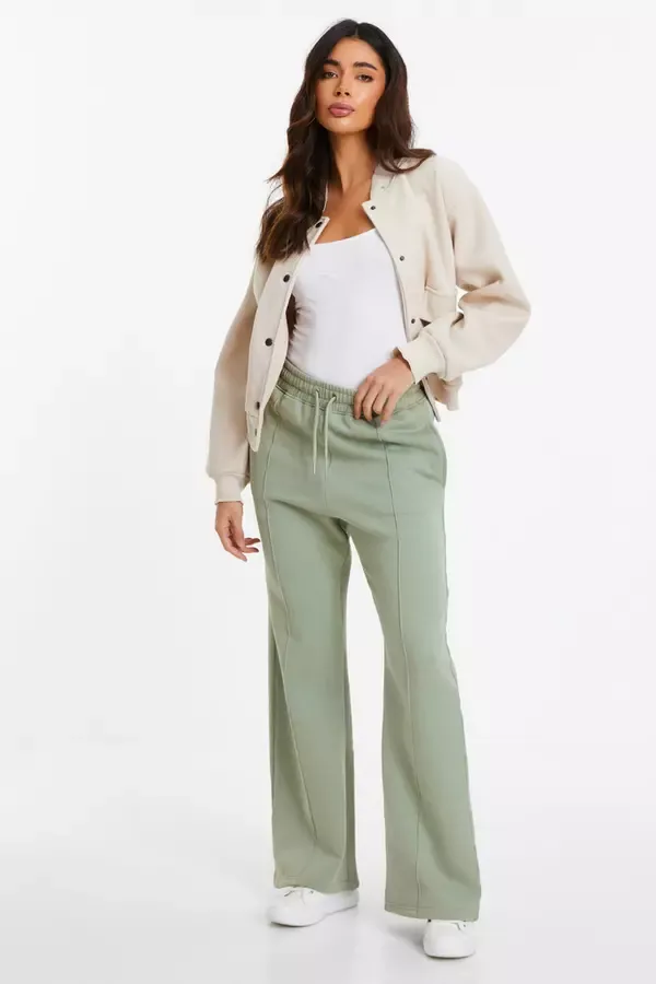 Quiz Clothing Casual Clothing Sage Fleece Wide Leg Joggers 8211 Women