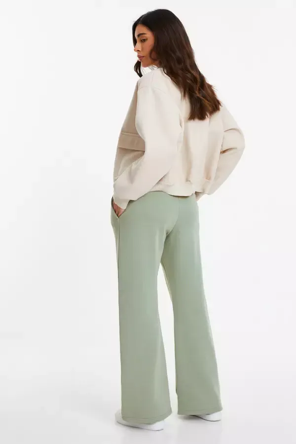 Quiz Clothing Casual Clothing Sage Fleece Wide Leg Joggers 8211 Women