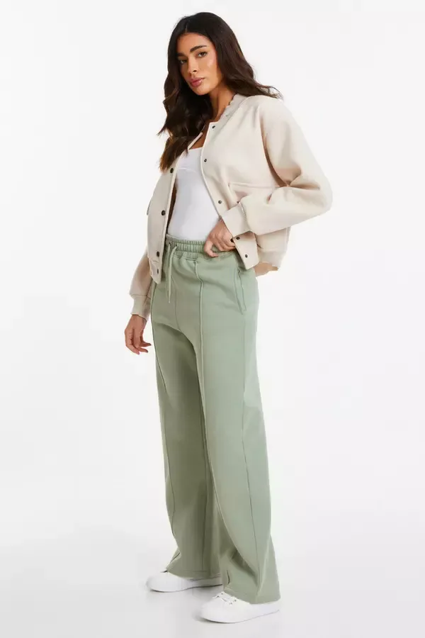 Quiz Clothing Casual Clothing Sage Fleece Wide Leg Joggers 8211 Women