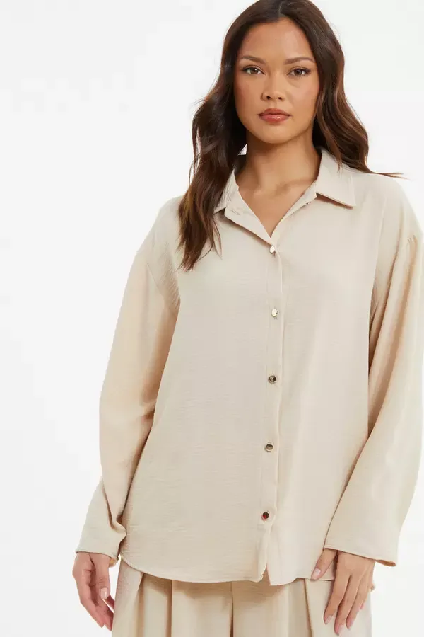 Quiz Clothing Casual Clothing Stone Button Down Shirt 8211 Women