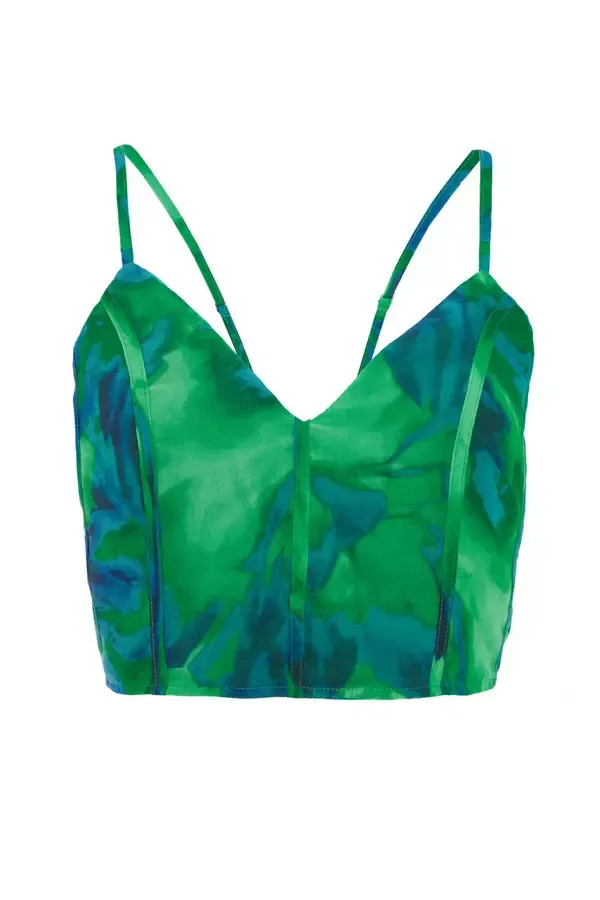 Quiz Clothing CoOrds Green Chiffon Crop Top 8211 Women