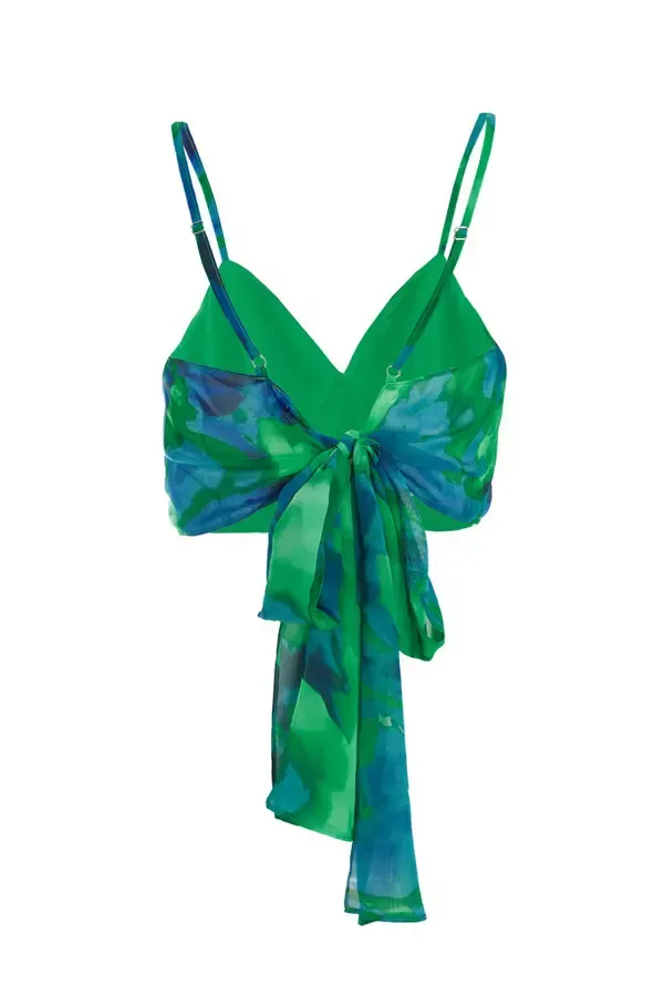 Quiz Clothing CoOrds Green Chiffon Crop Top 8211 Women
