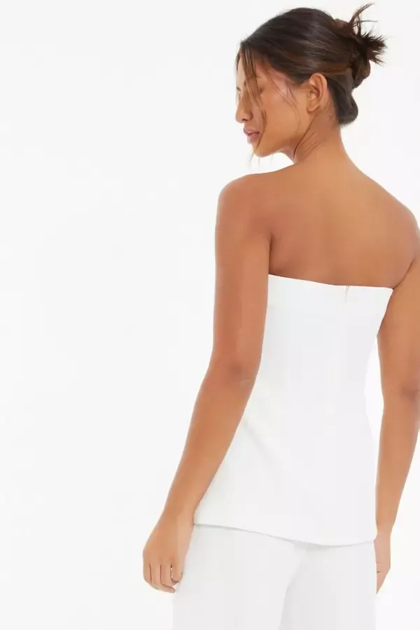 Quiz Clothing CoOrds White Bandeau Tailored Top 8211 Women