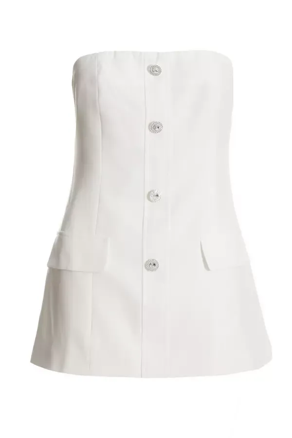 Quiz Clothing CoOrds White Bandeau Tailored Top 8211 Women