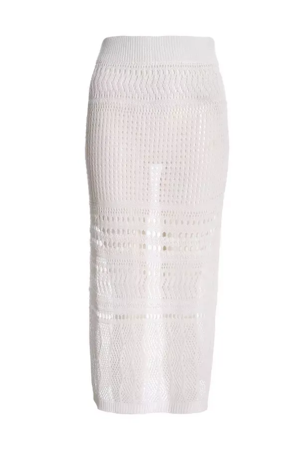 Quiz Clothing CoOrds White Crochet Midi Skirt 8211 Women