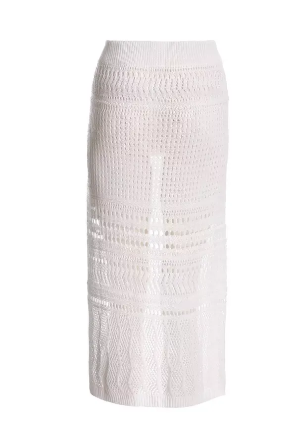 Quiz Clothing CoOrds White Crochet Midi Skirt 8211 Women