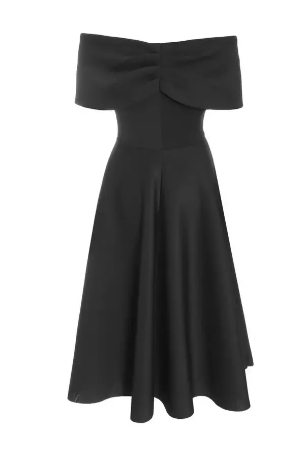 Quiz Clothing Dresses Black Bardot Skater Midi Dress 8211 Women