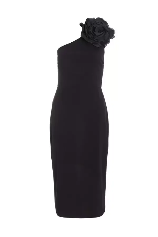 Quiz Clothing Dresses Black Corsage Midi Dress 8211 Women