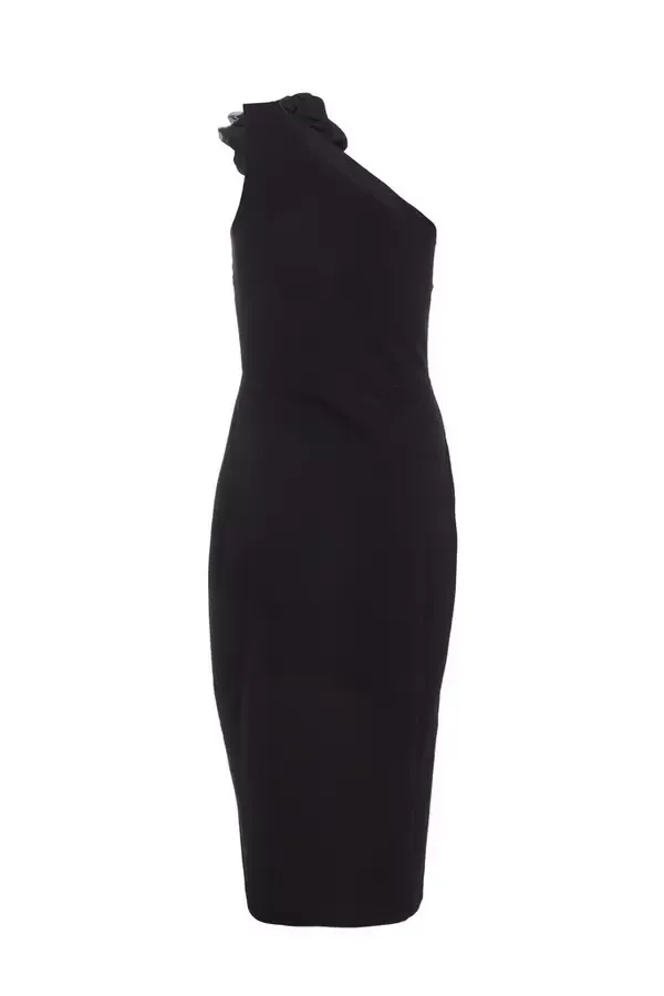 Quiz Clothing Dresses Black Corsage Midi Dress 8211 Women