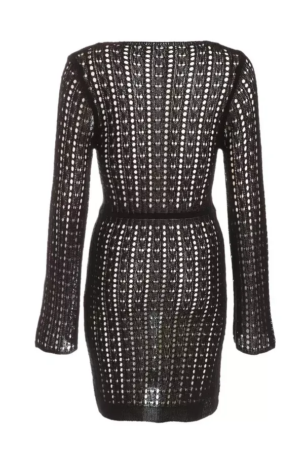Quiz Clothing Dresses Black Crochet Mini Dress 8211 Women