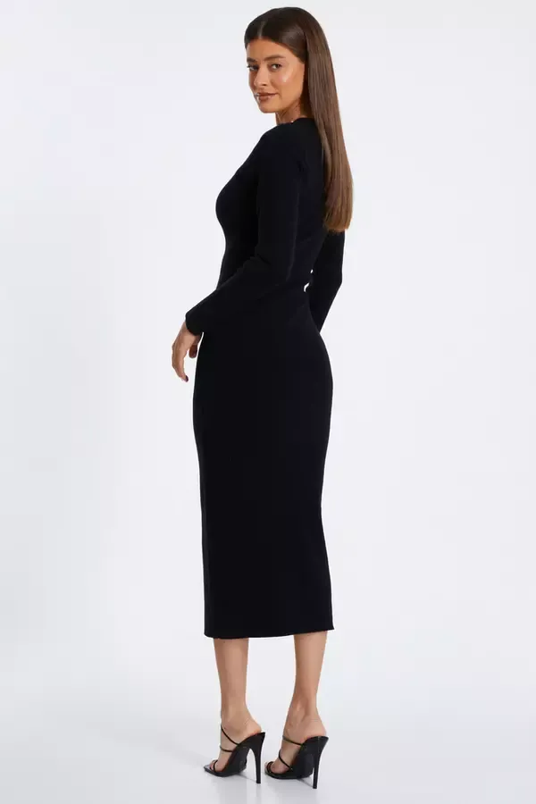 Quiz Clothing Dresses Black Diamante Trim Jumper Dress 8211 Women