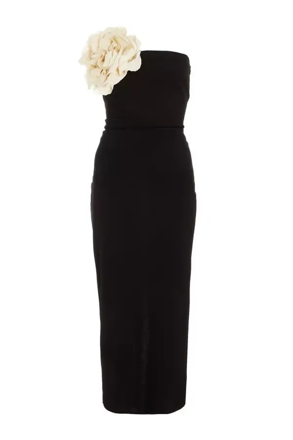 Quiz Clothing Dresses Black Flower Embellished Midaxi Dress 8211 Women