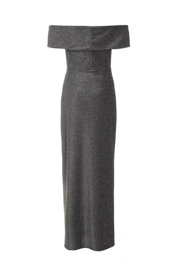 Quiz Clothing Dresses Black Glitter Bardot Maxi Dress 8211 Women