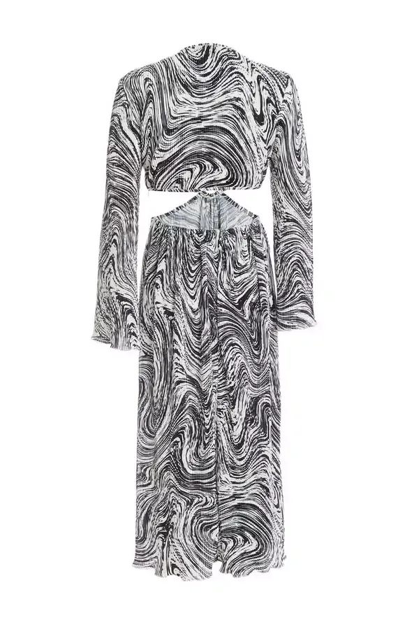 Quiz Clothing Dresses Black Plisse Swirl Midaxi Dress 8211 Women
