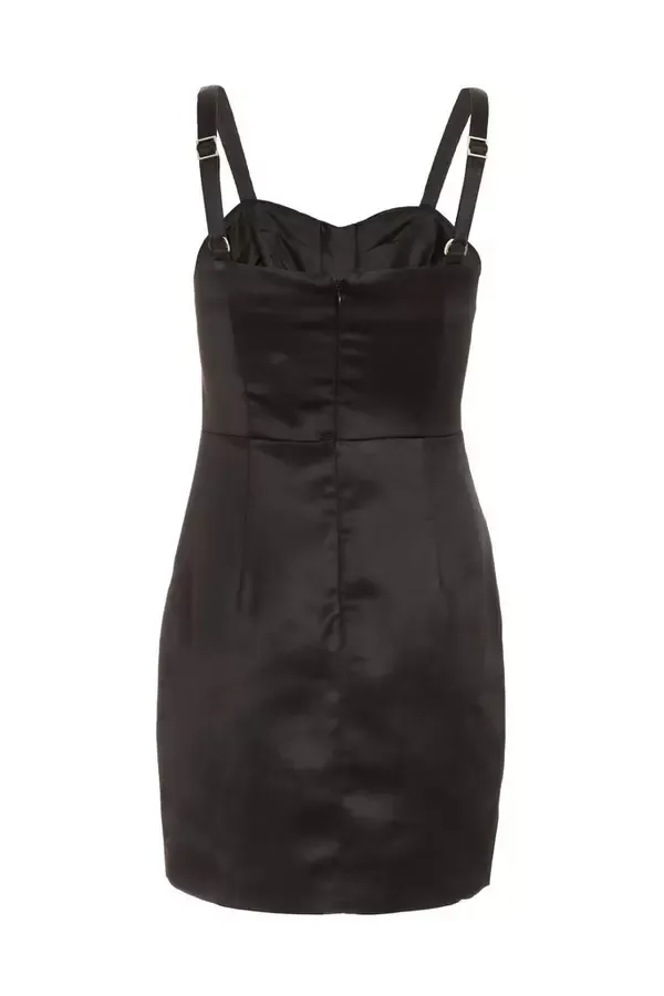 Quiz Clothing Dresses Black Satin Lace Bodycon Dress 8211 Women