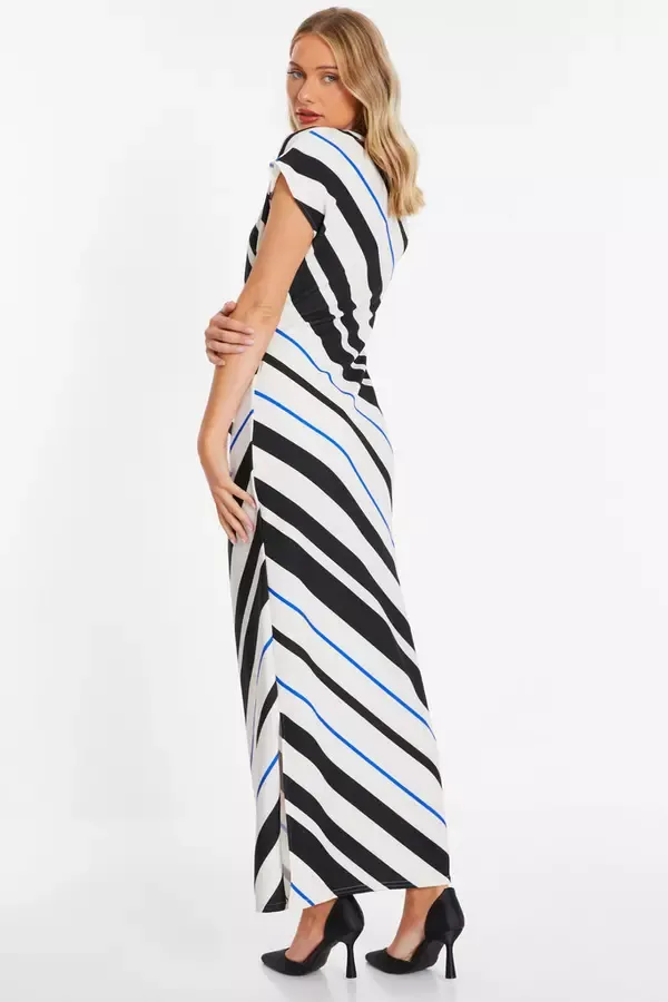 Quiz Clothing Dresses Black Stripe Tie Belt Midaxi Dress 8211 Women