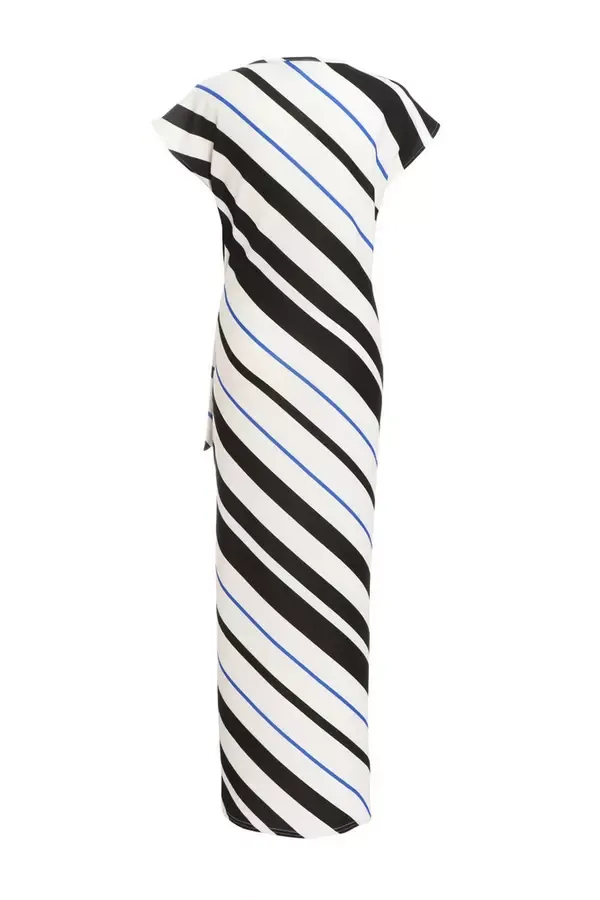 Quiz Clothing Dresses Black Stripe Tie Belt Midaxi Dress 8211 Women