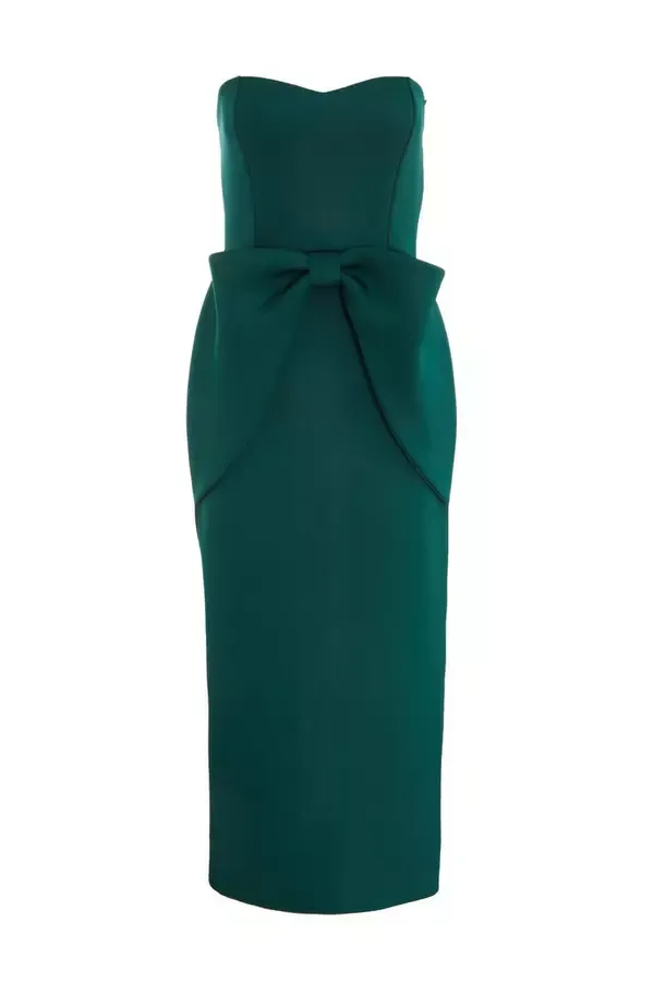 Quiz Clothing Dresses Bottle Green Bow Midaxi Dress 8211 Women