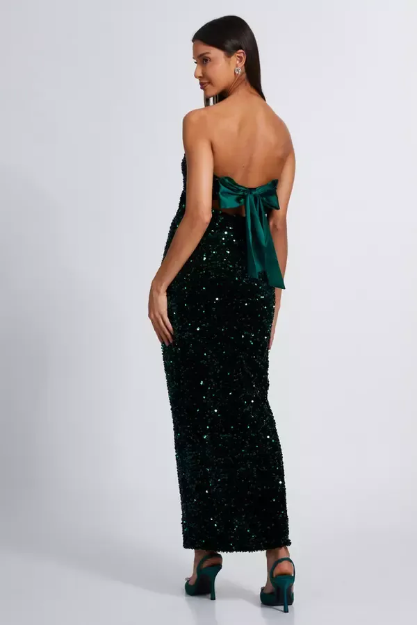 Quiz Clothing Dresses Bottle Green Sequin Midaxi Dress 8211 Women