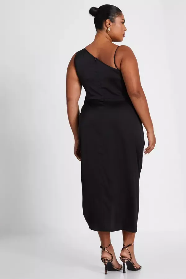 Quiz Clothing Dresses Curve Black Satin Midi Dress 8211 Women