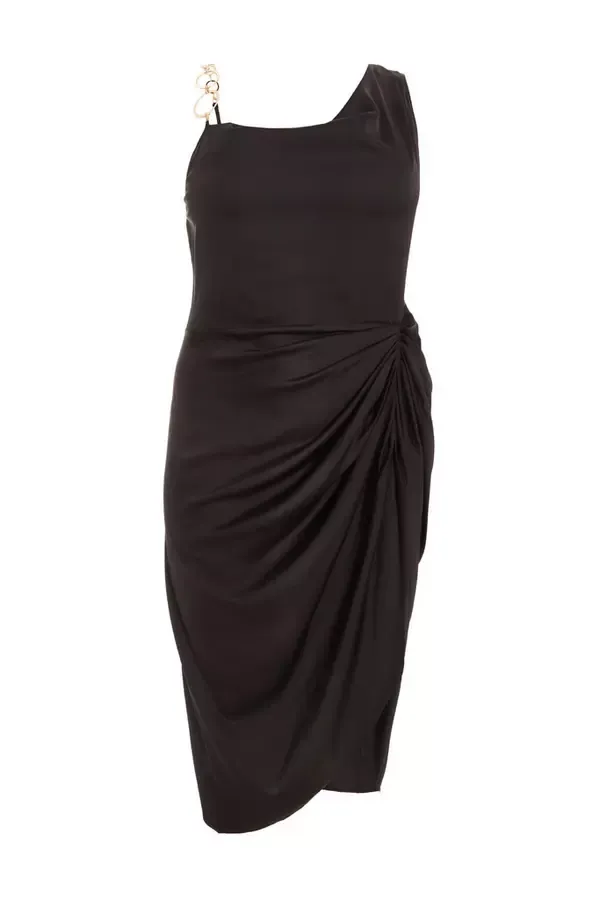 Quiz Clothing Dresses Curve Black Satin Midi Dress 8211 Women