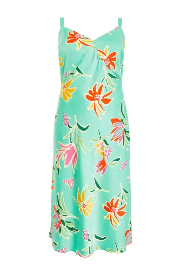 Quiz Clothing Dresses Curve Mint Tropical Print Midaxi Dress 8211 Women