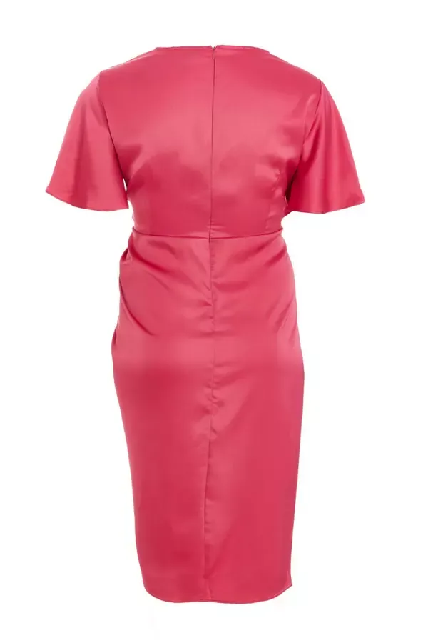 Quiz Clothing Dresses Curve Raspberry Satin Wrap Midi Dress 8211 Women