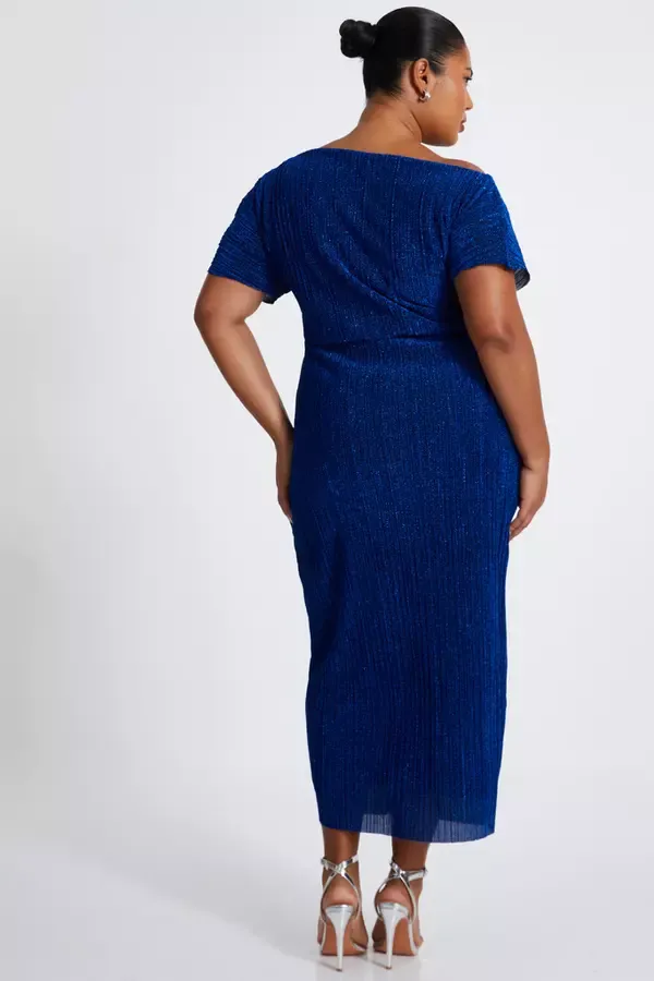 Quiz Clothing Dresses Curve Royal Blue Pleated Midi Dress 8211 Women