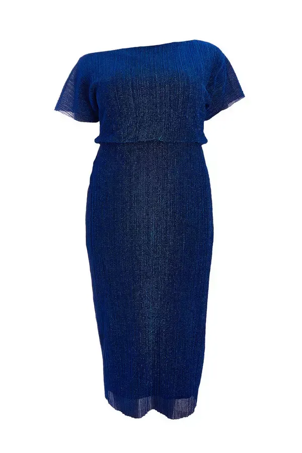 Quiz Clothing Dresses Curve Royal Blue Pleated Midi Dress 8211 Women