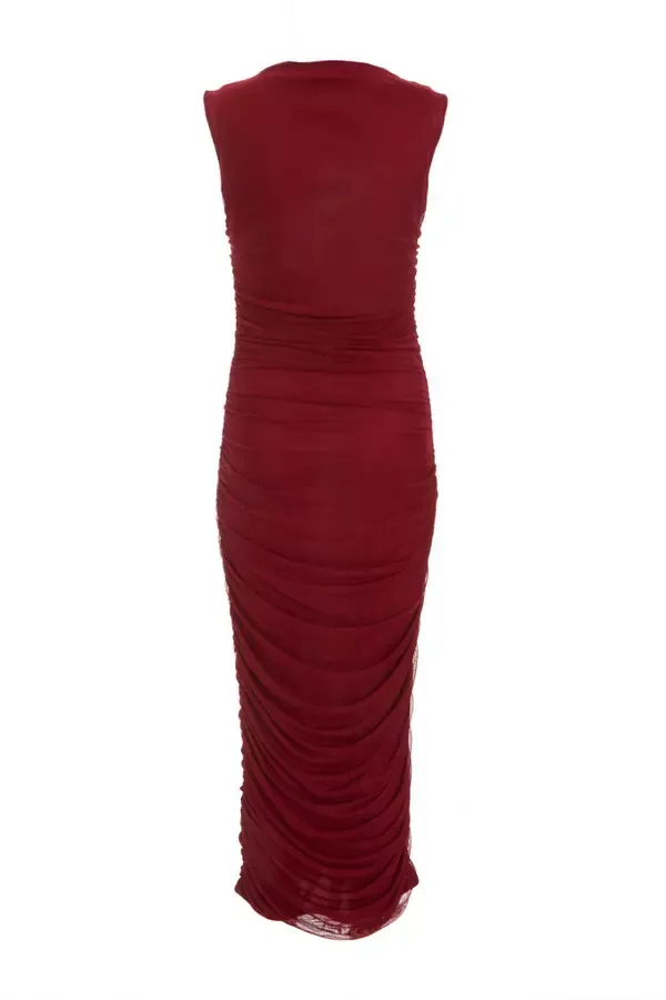 Quiz Clothing Dresses Dark Red Ruched Front Midaxi Dress 8211 Women