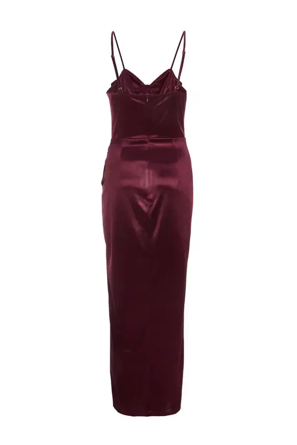 Quiz Clothing Dresses Dark Red Satin Corset Midi Dress 8211 Women
